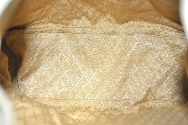 Authentic GUCCI Bamboo Drawstring Backpack Leather White 3647I