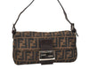 Authentic FENDI Zucca Mamma Baguette Shoulder Bag Canvas Leather Brown 3647K