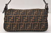 Authentic FENDI Zucca Mamma Baguette Shoulder Bag Canvas Leather Brown 3647K