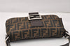 Authentic FENDI Zucca Mamma Baguette Shoulder Bag Canvas Leather Brown 3647K