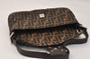 Authentic FENDI Zucca Mamma Baguette Shoulder Bag Canvas Leather Brown 3647K