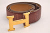 Authentic HERMES Constance Leather Belt Size 100cm 39.4" Purple Brown 3649J