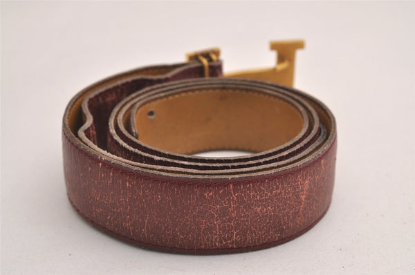 Authentic HERMES Constance Leather Belt Size 100cm 39.4" Purple Brown 3649J