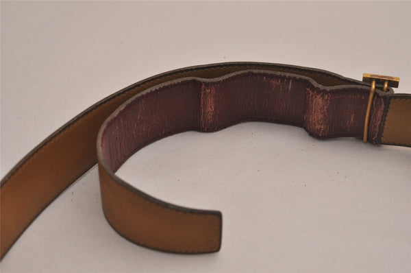 Authentic HERMES Constance Leather Belt Size 100cm 39.4" Purple Brown 3649J