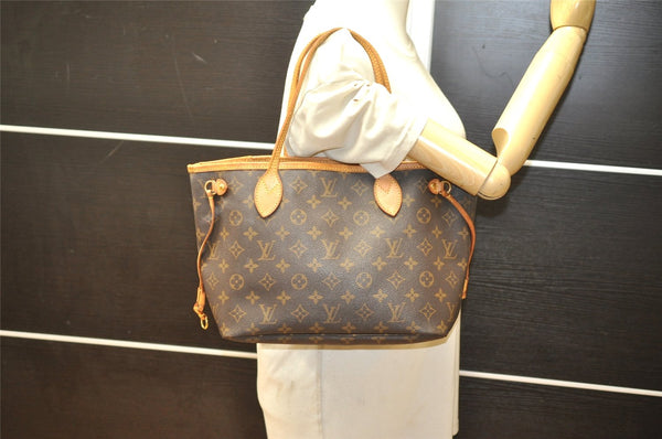 Authentic Louis Vuitton Monogram Neverfull PM Shoulder Tote Bag M40155 LV 3649K