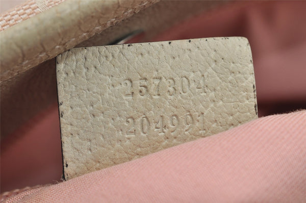 Authentic GUCCI Vintage Shoulder Tote Bag GG Canvas Leather 257304 Pink 3650I