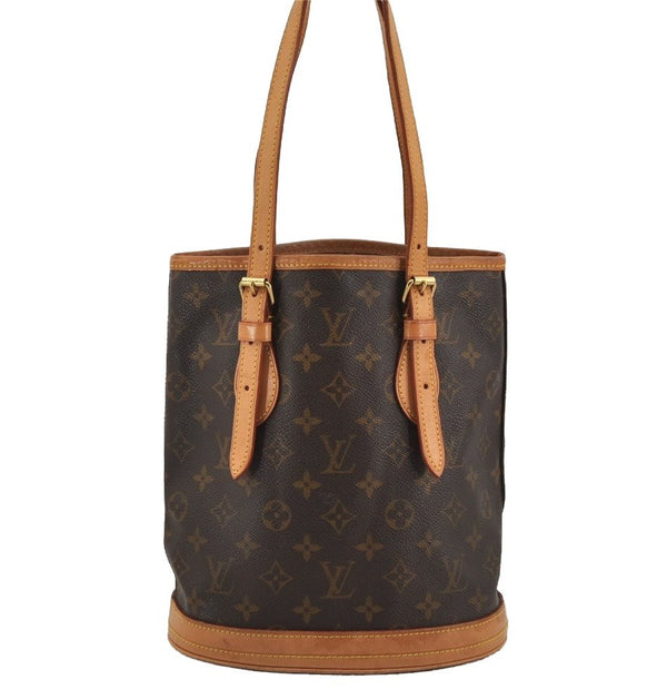 Authentic Louis Vuitton Monogram Bucket PM Shoulder Tote Bag M42238 LV 3651J
