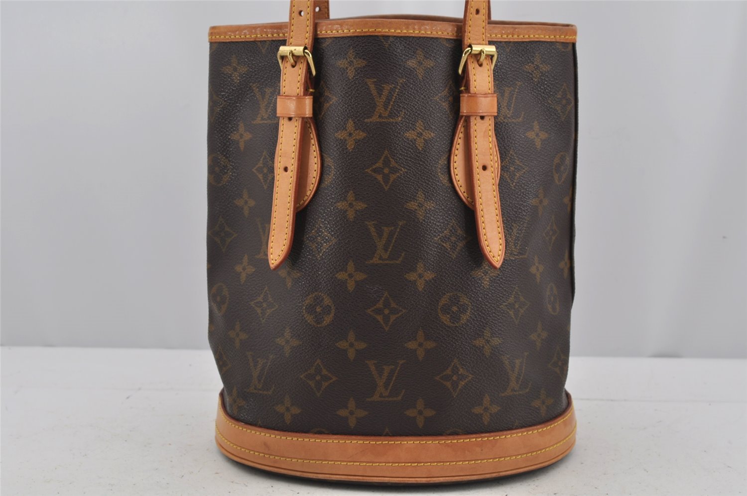 Authentic Louis Vuitton Monogram Bucket PM Shoulder Tote Bag M42238 LV 3651J
