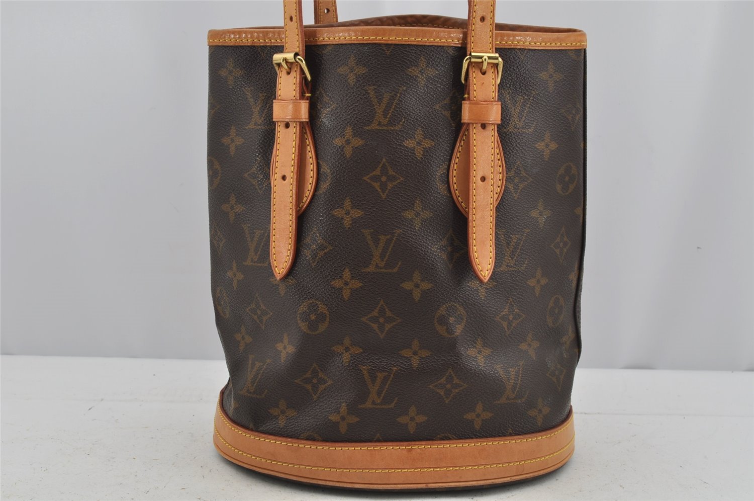 Authentic Louis Vuitton Monogram Bucket PM Shoulder Tote Bag M42238 LV 3651J