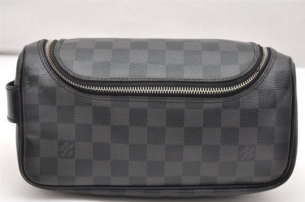 Authentic Louis Vuitton Damier Graphite Toilette Pouch Hand Bag N47625 LV 3651K