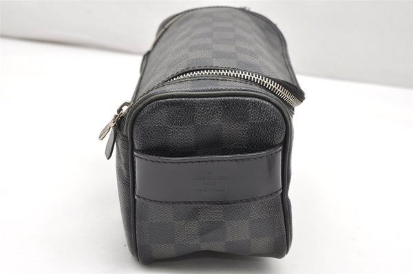 Authentic Louis Vuitton Damier Graphite Toilette Pouch Hand Bag N47625 LV 3651K