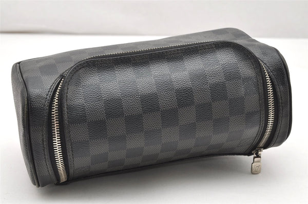 Authentic Louis Vuitton Damier Graphite Toilette Pouch Hand Bag N47625 LV 3651K