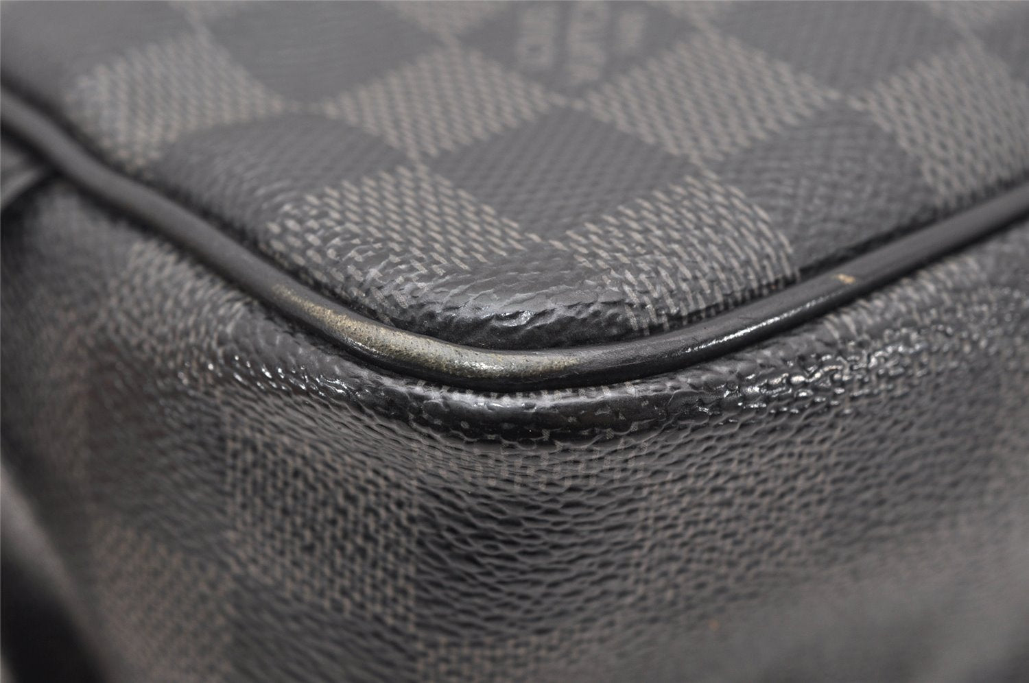 Authentic Louis Vuitton Damier Graphite Toilette Pouch Hand Bag N47625 LV 3651K