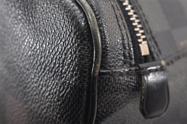 Authentic Louis Vuitton Damier Graphite Toilette Pouch Hand Bag N47625 LV 3651K