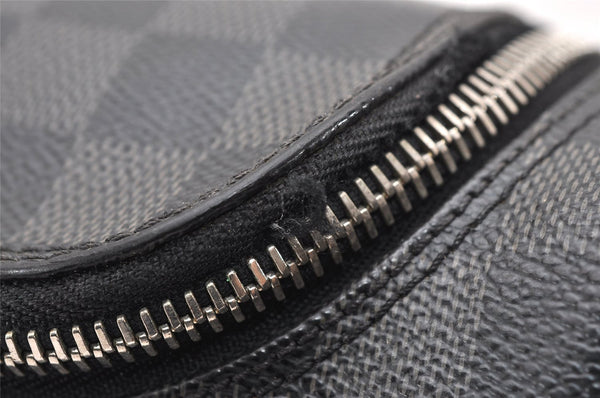 Authentic Louis Vuitton Damier Graphite Toilette Pouch Hand Bag N47625 LV 3651K