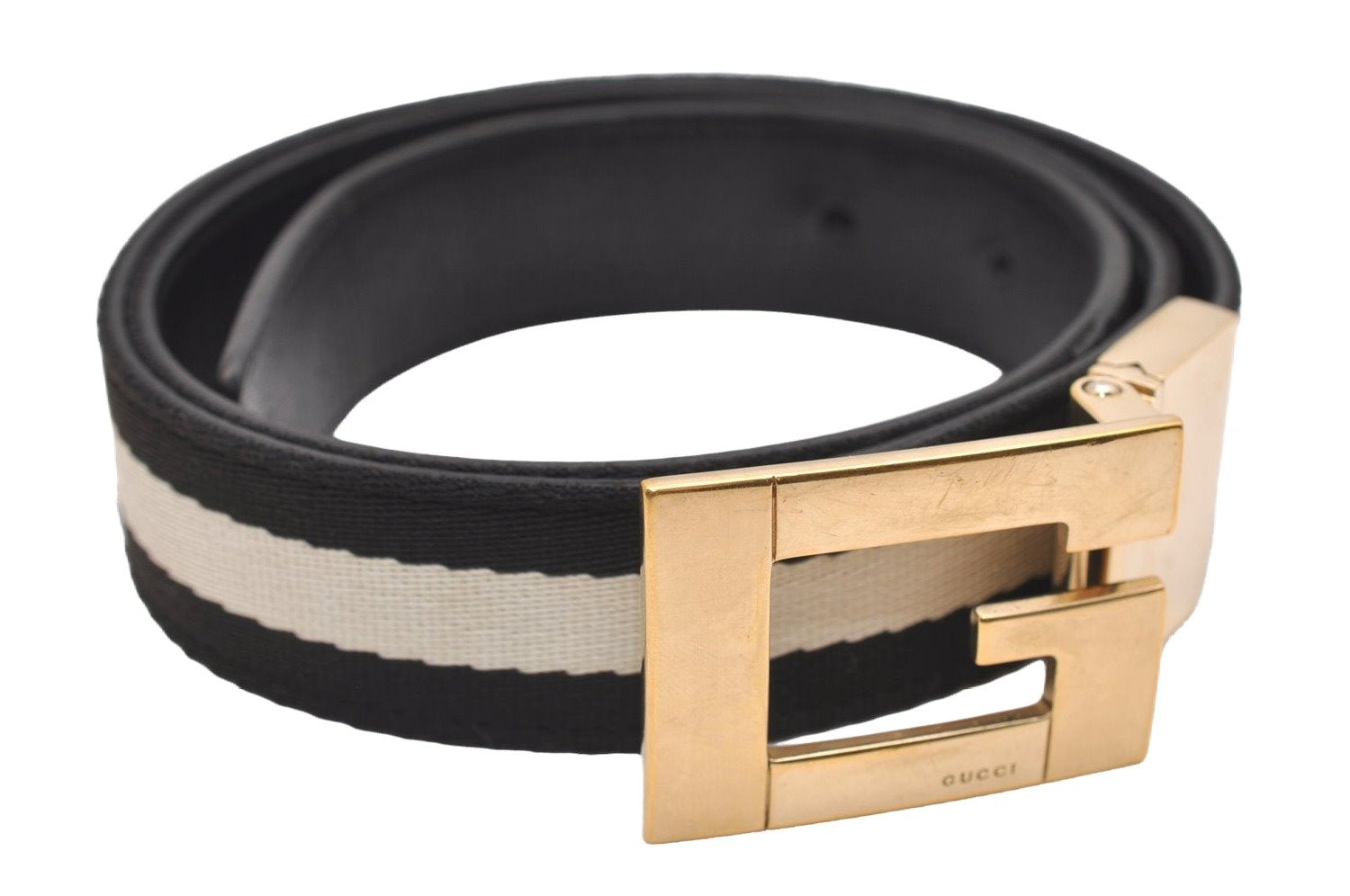 Authentic GUCCI Sherry Line Belt Canvas Leather Size 80cm 31.5