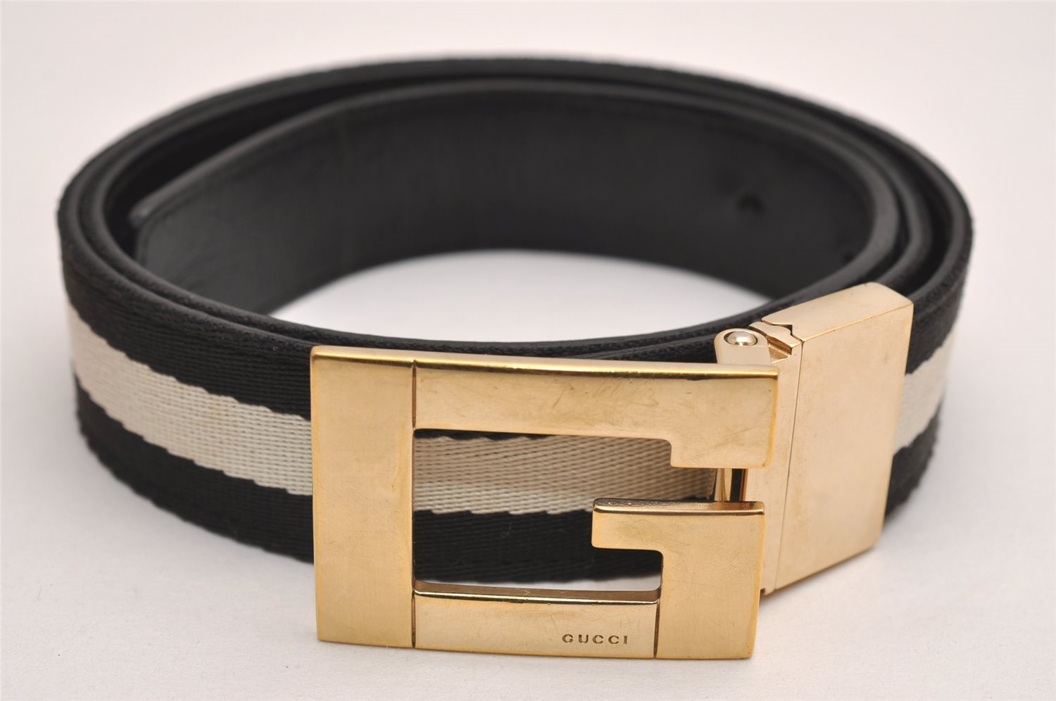 Authentic GUCCI Sherry Line Belt Canvas Leather Size 80cm 31.5