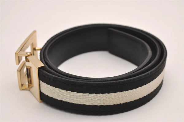 Authentic GUCCI Sherry Line Belt Canvas Leather Size 80cm 31.5" Black 3653J