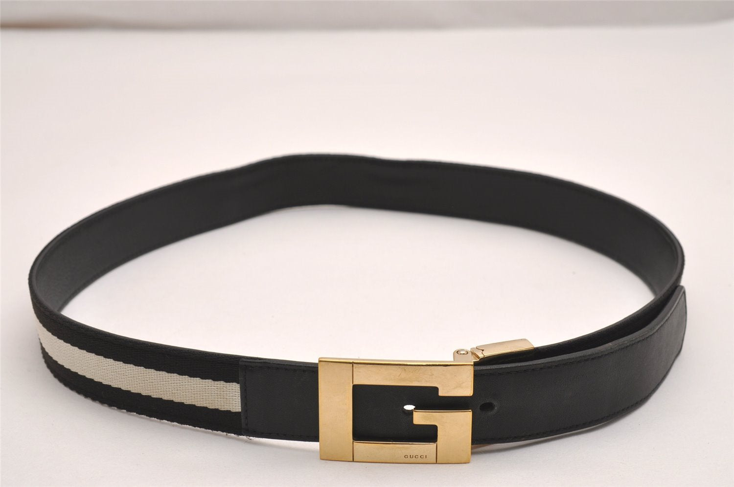 Authentic GUCCI Sherry Line Belt Canvas Leather Size 80cm 31.5