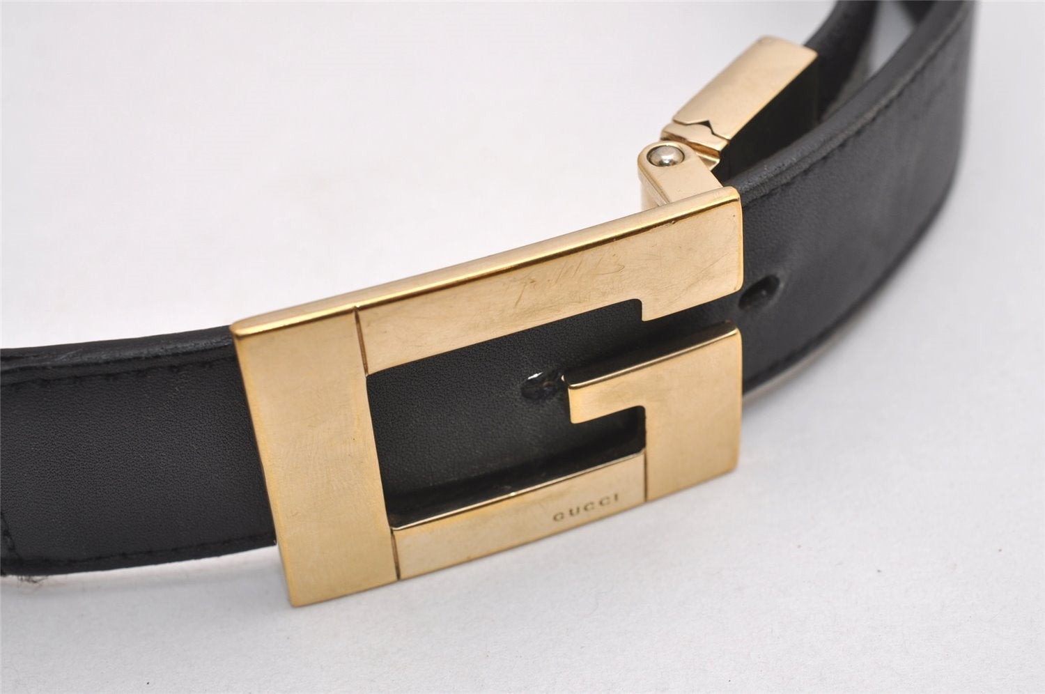 Authentic GUCCI Sherry Line Belt Canvas Leather Size 80cm 31.5