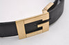 Authentic GUCCI Sherry Line Belt Canvas Leather Size 80cm 31.5" Black 3653J