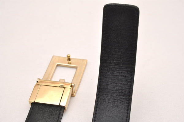 Authentic GUCCI Sherry Line Belt Canvas Leather Size 80cm 31.5" Black 3653J