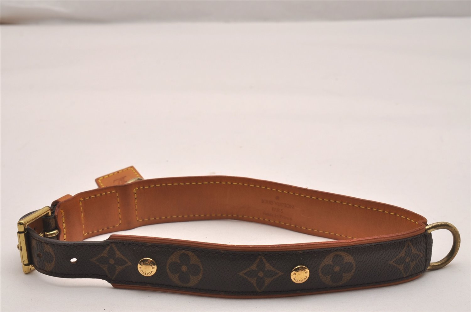 Authentic Louis Vuitton Monogram Collier Baxter GM Dog Collar M58070 LV 3654J
