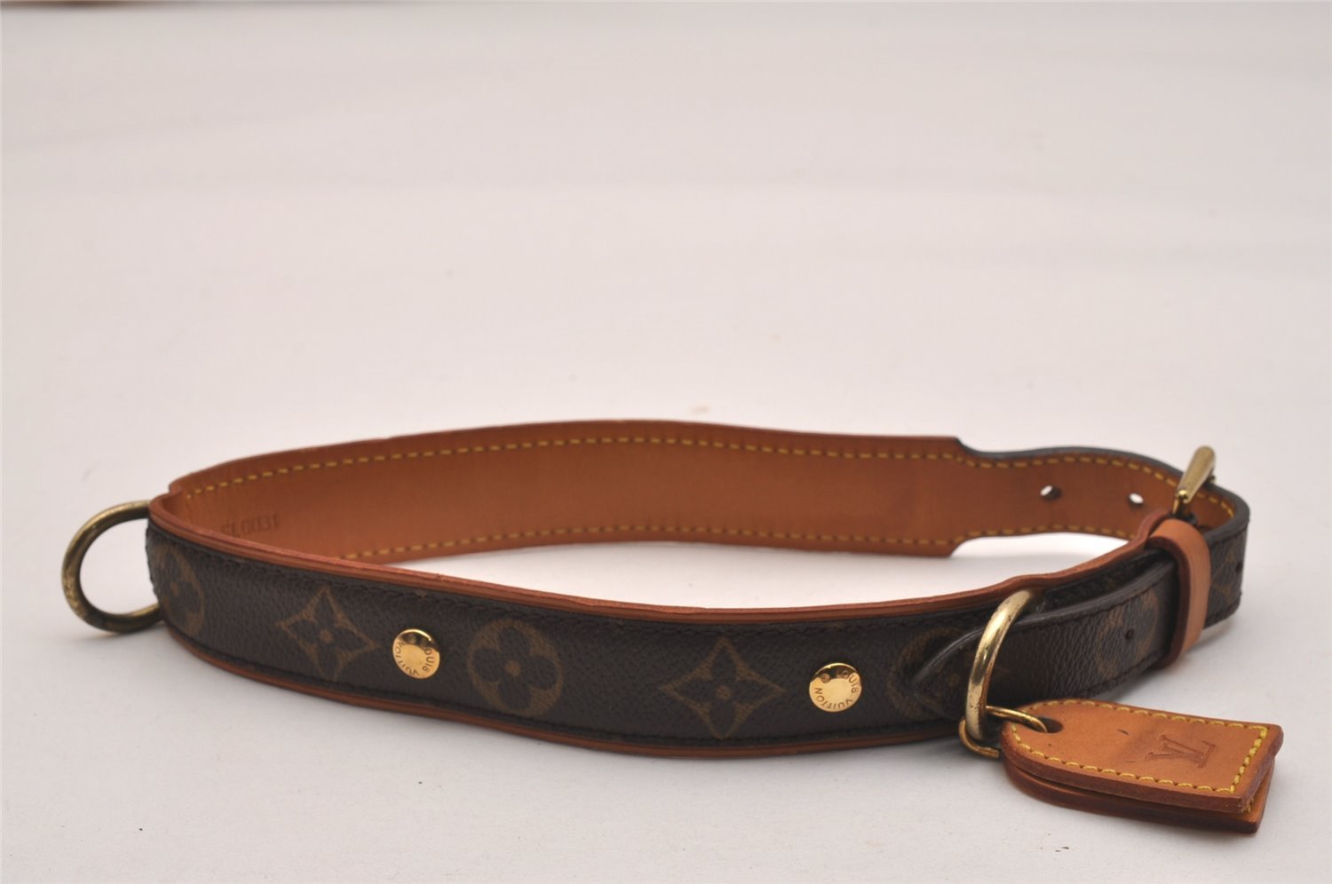 Authentic Louis Vuitton Monogram Collier Baxter GM Dog Collar M58070 LV 3654J