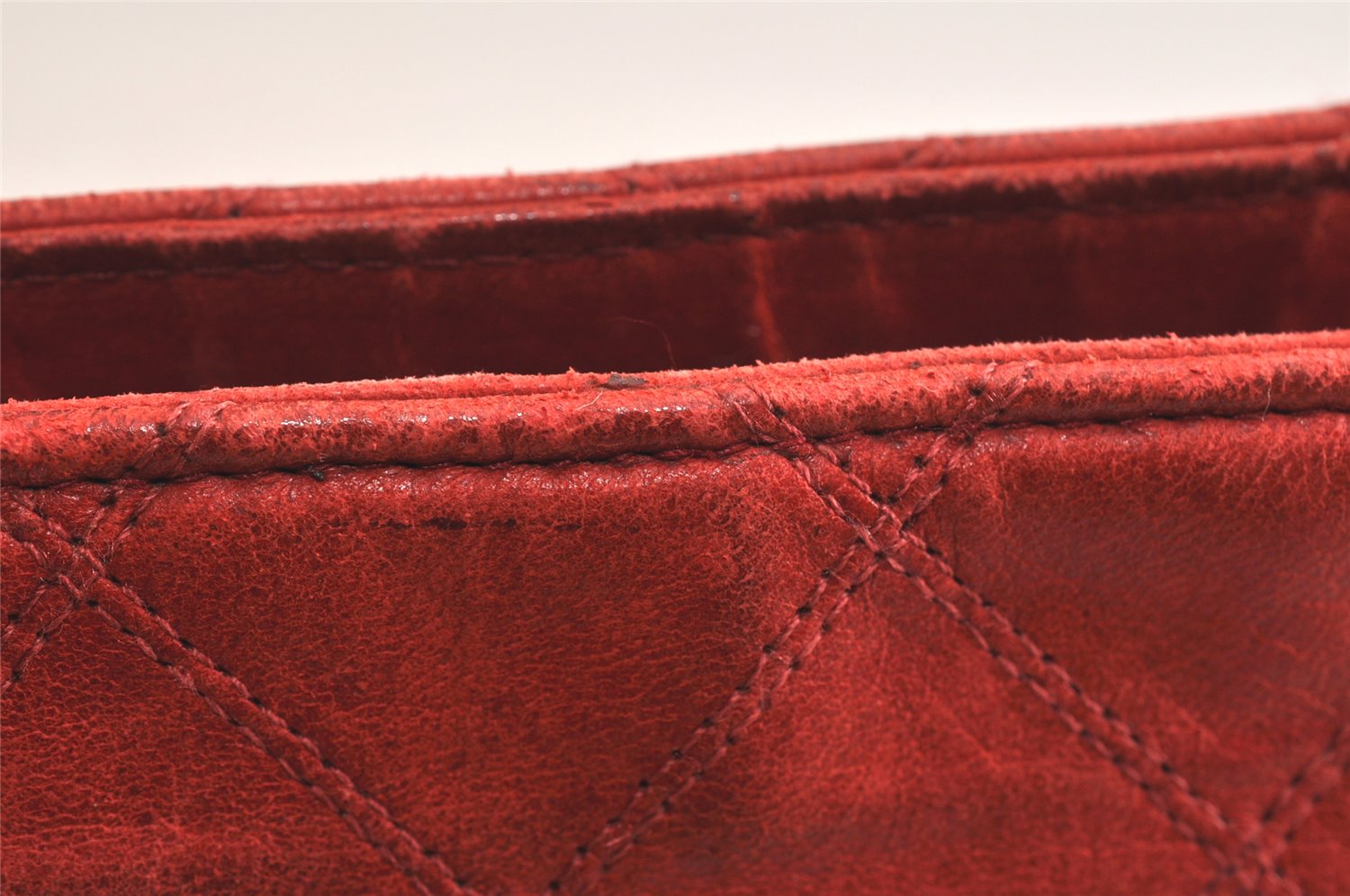 Authentic CHANEL Calf Skin Bicolore CC Logo Clutch Hand Bag Purse Red 3654K