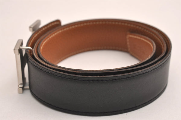 Authentic HERMES Constance Leather Belt Size 75cm 29.5" Black Brown 3655J
