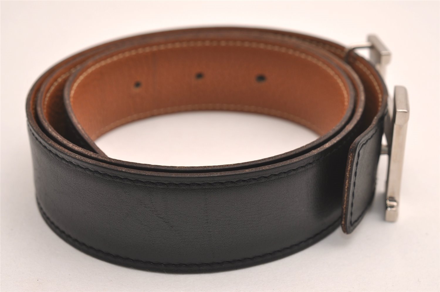 Authentic HERMES Constance Leather Belt Size 75cm 29.5