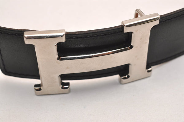 Authentic HERMES Constance Leather Belt Size 75cm 29.5" Black Brown 3655J