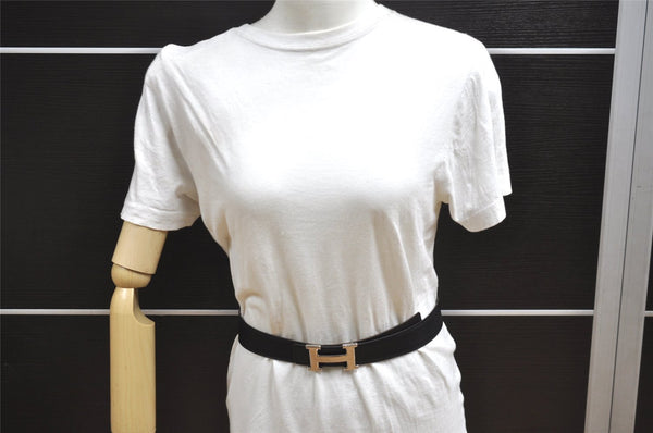 Authentic HERMES Constance Leather Belt Size 75cm 29.5" Black Brown 3655J