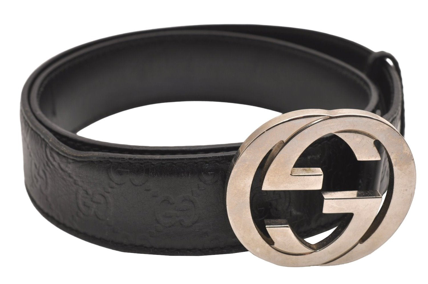 Auth GUCCI Guccissima Interlocking G Belt GG Leather 33.5