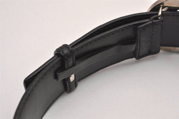 Auth GUCCI Guccissima Interlocking G Belt GG Leather 33.5" 114984 Black 3657J