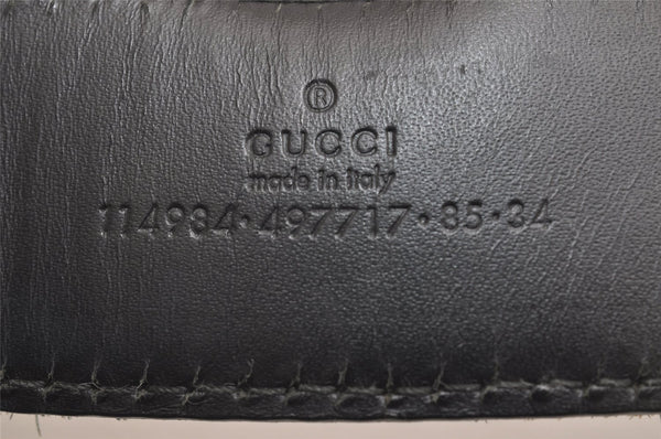 Auth GUCCI Guccissima Interlocking G Belt GG Leather 33.5" 114984 Black 3657J