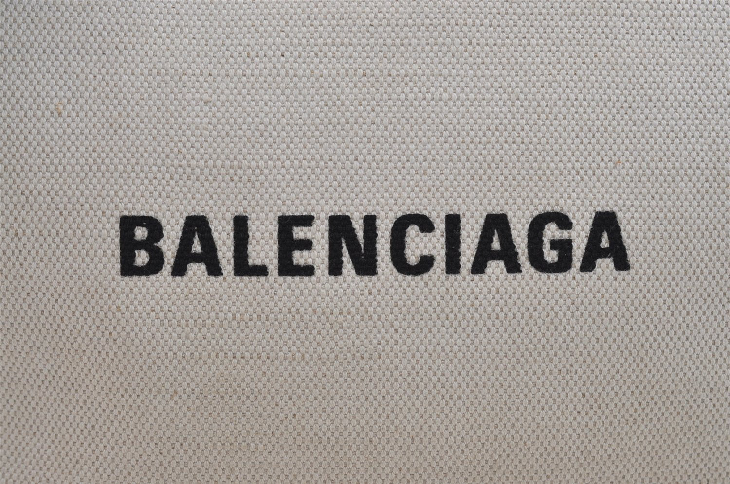 Authentic BALENCIAGA Navy Clip M Clutch Bag Canvas Calf Skin 373834 White 3658J