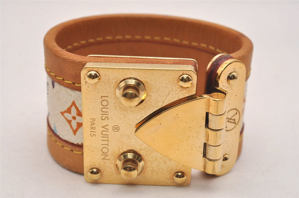 Auth Louis Vuitton Monogram Multicolor Brasserie Cerule Bangle White LV 3660J