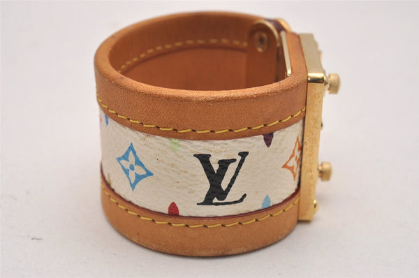 Auth Louis Vuitton Monogram Multicolor Brasserie Cerule Bangle White LV 3660J