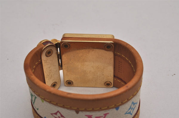 Auth Louis Vuitton Monogram Multicolor Brasserie Cerule Bangle White LV 3660J