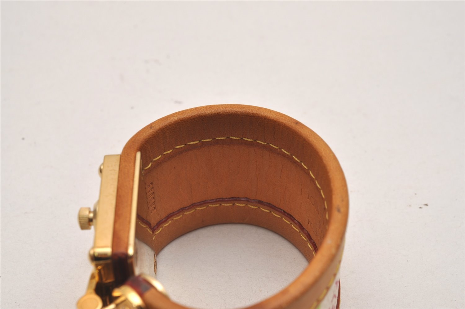 Auth Louis Vuitton Monogram Multicolor Brasserie Cerule Bangle White LV 3660J