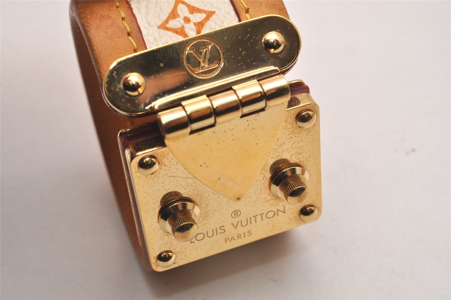 Auth Louis Vuitton Monogram Multicolor Brasserie Cerule Bangle White LV 3660J