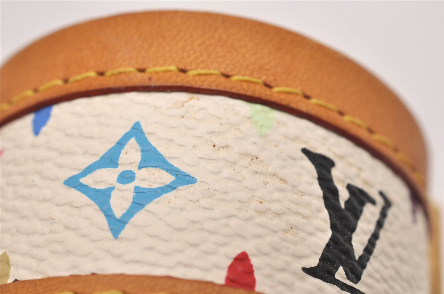 Auth Louis Vuitton Monogram Multicolor Brasserie Cerule Bangle White LV 3660J