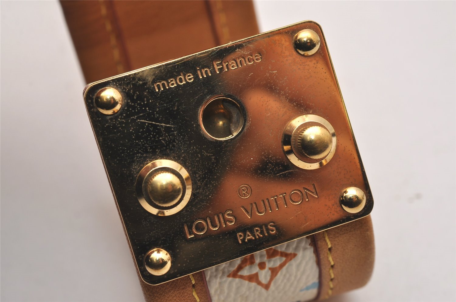 Auth Louis Vuitton Monogram Multicolor Brasserie Cerule Bangle White LV 3660J