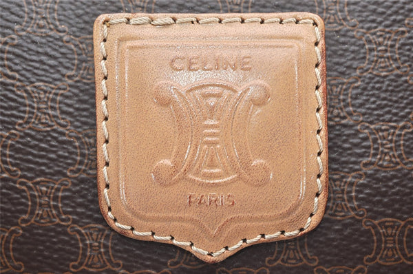 Authentic CELINE Macadam Blason Pattern Boston Hand Bag PVC Leather Brown 3660K