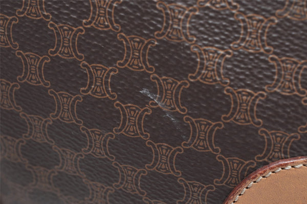 Authentic CELINE Macadam Blason Pattern Boston Hand Bag PVC Leather Brown 3660K