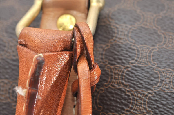 Authentic CELINE Macadam Blason Pattern Boston Hand Bag PVC Leather Brown 3660K