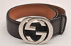 Auth GUCCI Guccissima Interlocking G Belt GG Leather 33.4" 114984 Brown 3661J