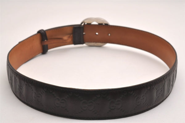 Auth GUCCI Guccissima Interlocking G Belt GG Leather 33.4" 114984 Brown 3661J