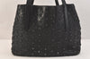 Authentic JIMMY CHOO Vintage Star Studs Leather Shoulder Tote Bag Black 3661K